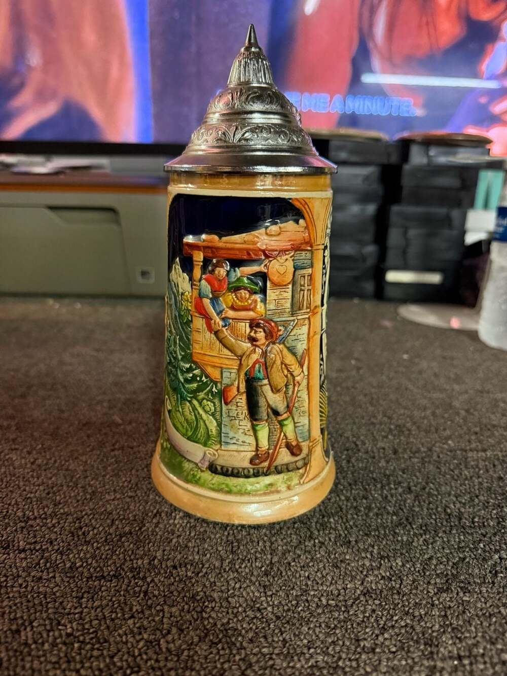 Vintage Reinhold Merkelbach German Beer Stein 4071 Depicting Hunter